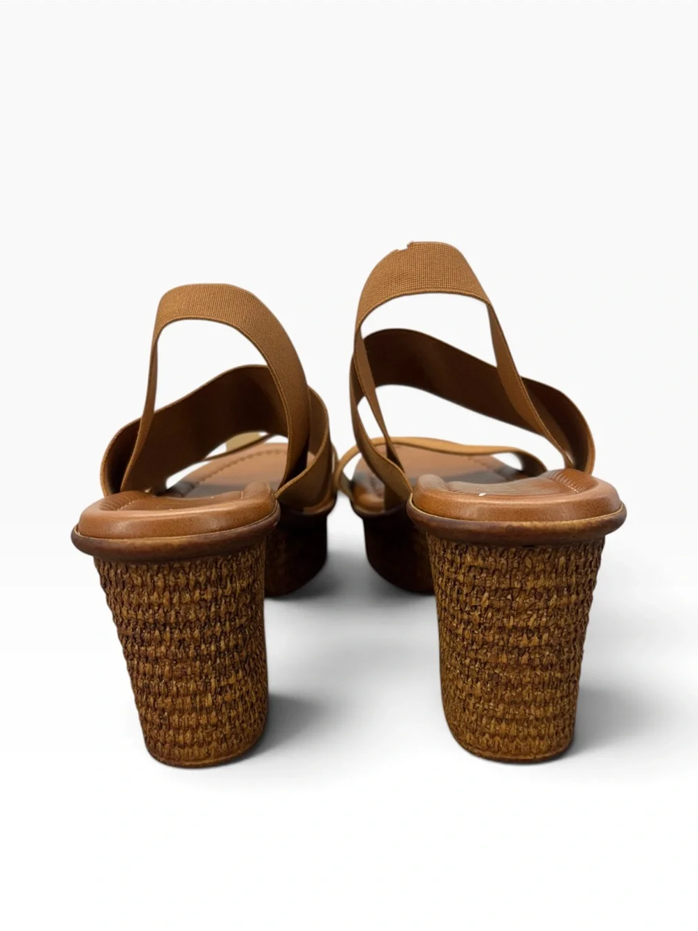 Italian Shoemakers Brown Elastic Strap Wedge Sandals